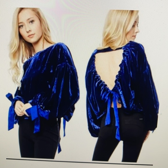 Free People Tops - Free People cobalt blue velvet top.